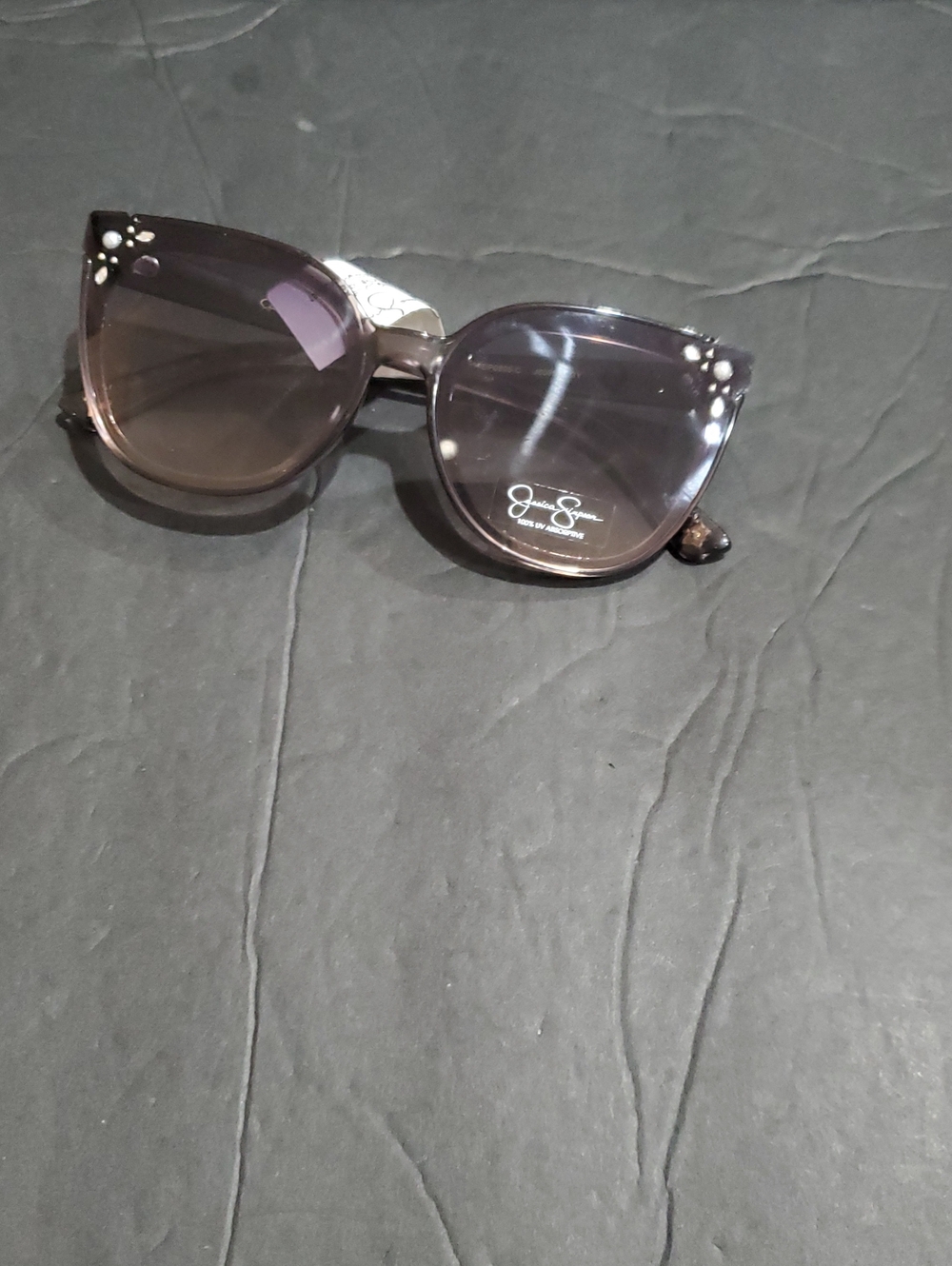 Jessica Simpson j6085 smoky Gray pearl crystal studded square cat eye sunglasses - Picture 2 of 7